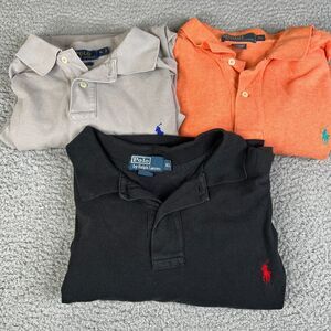 Lot of 3 Ralph Lauren Polo Shirt Men XL Black Gray Solid Short Sleeve Pony Golf